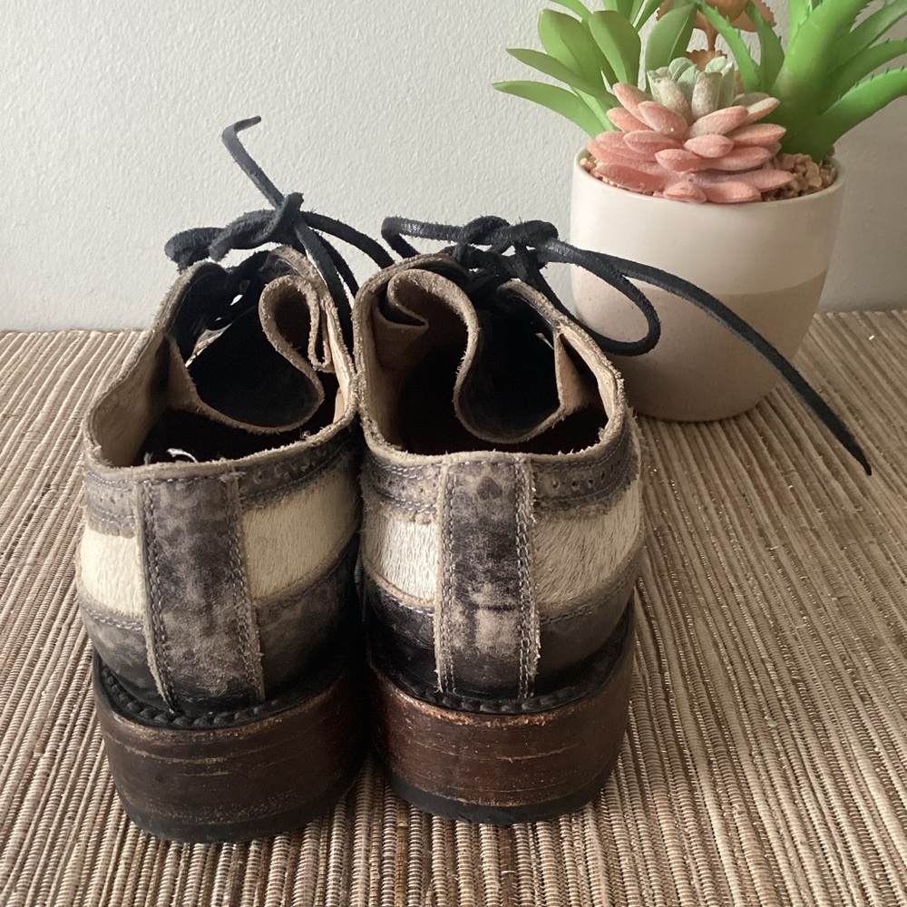 FREE BIRD Oxford Mackenna Black White Pony Hair Lace Up Shoes Size Womens 8 - Picture 7 of 8